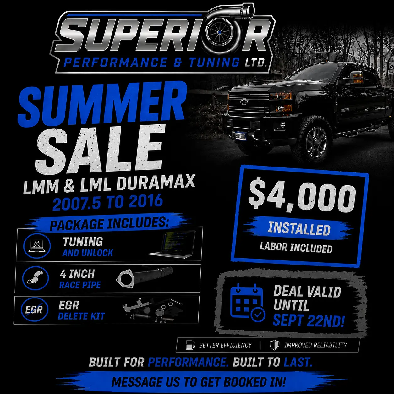 Summer Sale — LMM & LML Duramax 2007.5 to 2016, $4,000 installed